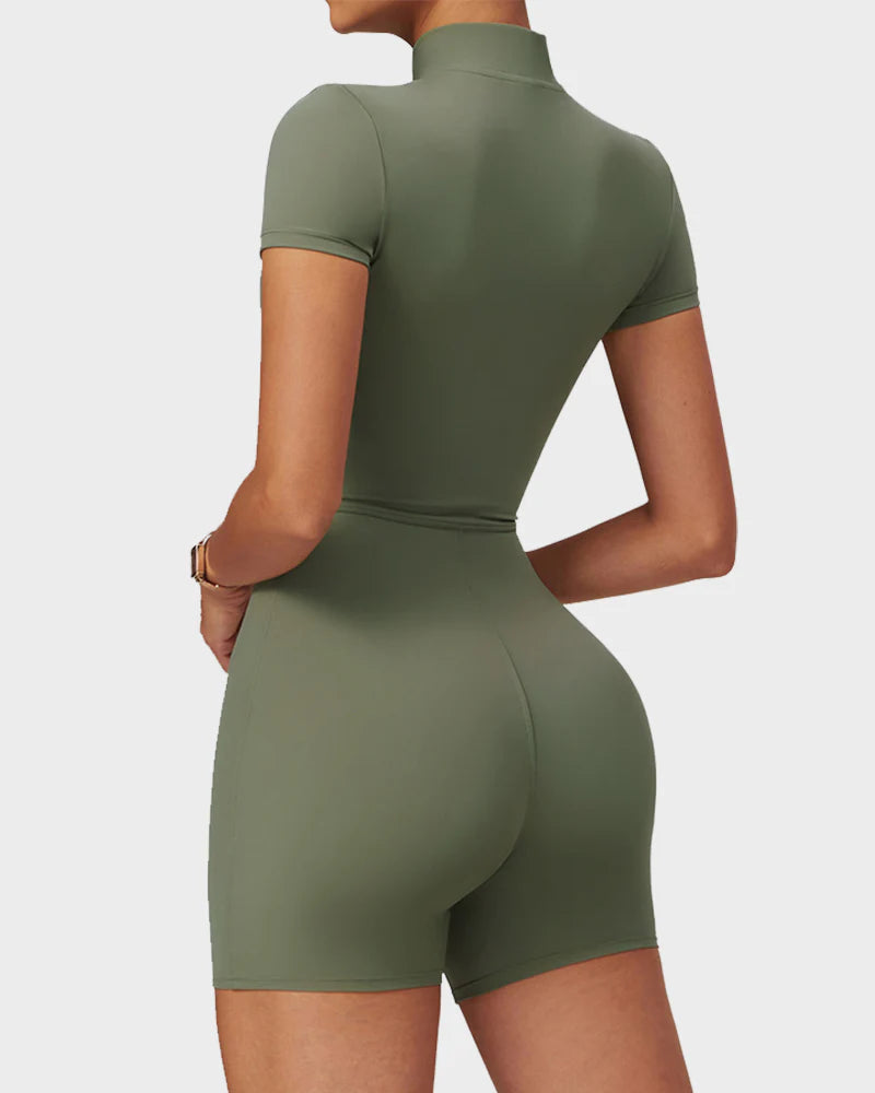 Short sleeve jumpsuit green military