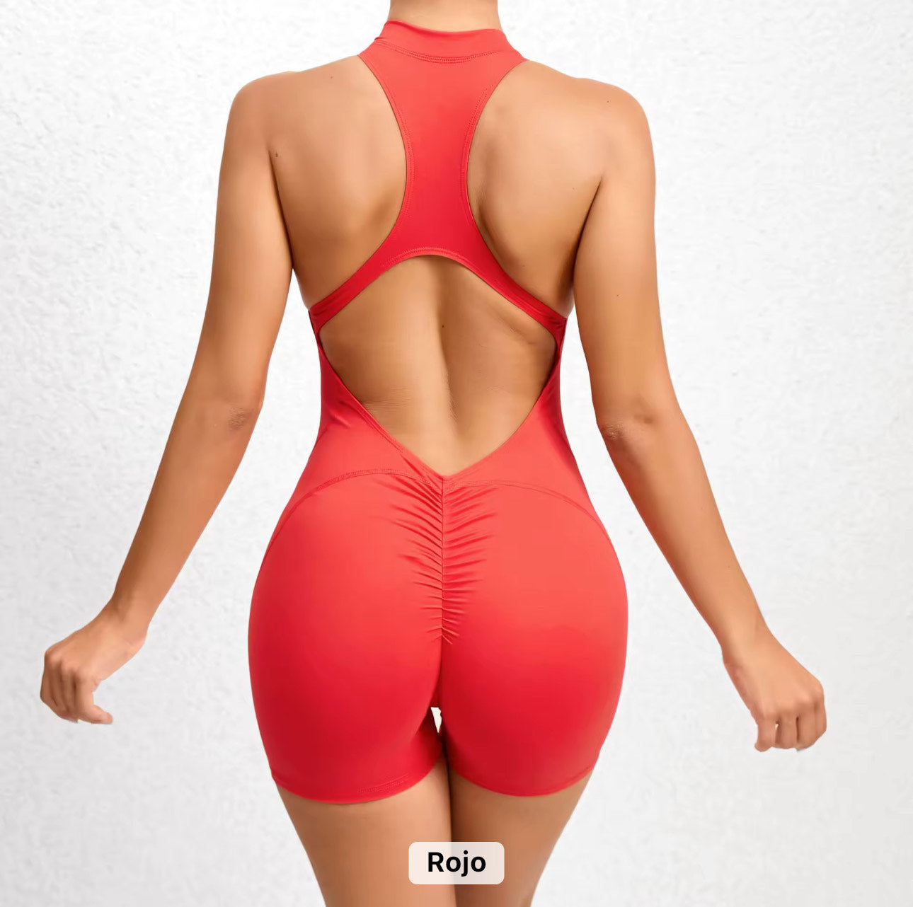 Zipper V Back Romper